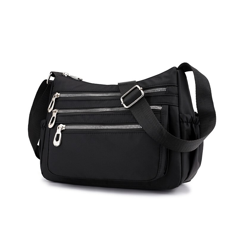 Damer håndvesker sommer stil budbringer vesker nylon crossbody skuldervesker damer uformelt reise kvinner topphåndtak bag bolsas: Svart