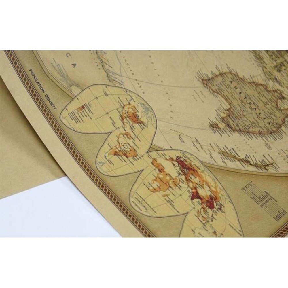 1 Pc of Classic Retro Kraft-Paper The-World Map for School and Office