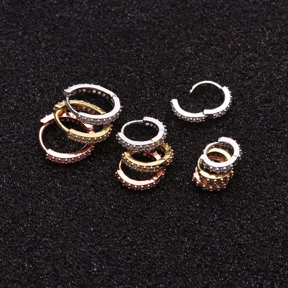 1PC 1pc 6/8/10mm Cz Huggie Hoop Cartilage Earring Helix Tragus Ear Piercing Jewelry Punk Rook Body Jewelry