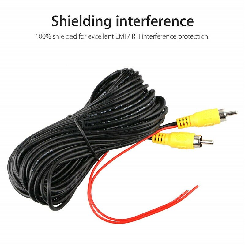 Rca han hun video kabel bil bagfra set bagfra parkeringskamera cctv kamera forlængerkabel phono rca av lyd video dc strøm