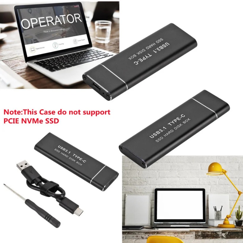 MnnWuu USB 3.1 Type-C to M.2 NGFF SSD Mobile Hard Drive Disk Box 6Gbps External Enclosure Case for m2 SATA SSD USB 3.1 2260/2280