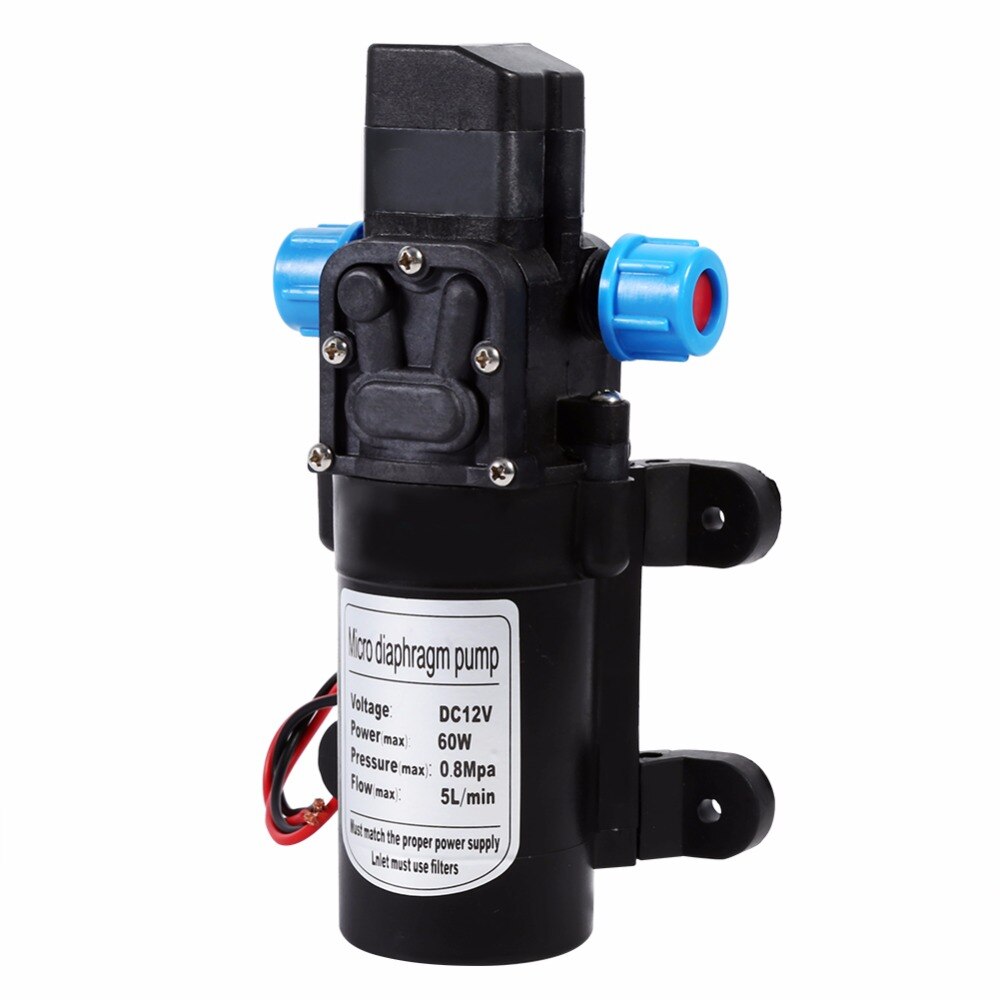 DC 12V 60W Micro Electric Diaphragm Water Pump Automatic Switch 5L/min High Pressure Car Washing Spray Water Pump 0.8Mpa 5L/min