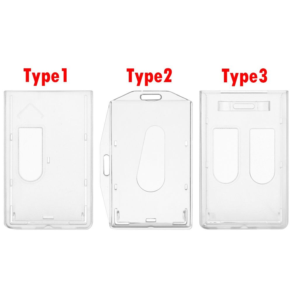Clear Transparent Multi-use Hard Plastic Badge Work ID Card Holder Protector Cover Case Double Sided ID Card