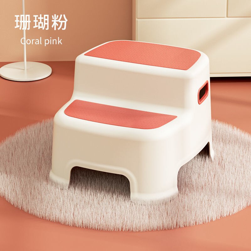 Multi-Function 2 Step Stool Toddler Kids Stool Toilet Potty Training Anti-slip Bathroom Stool Footstool Chair Bathroom Furniture: pink