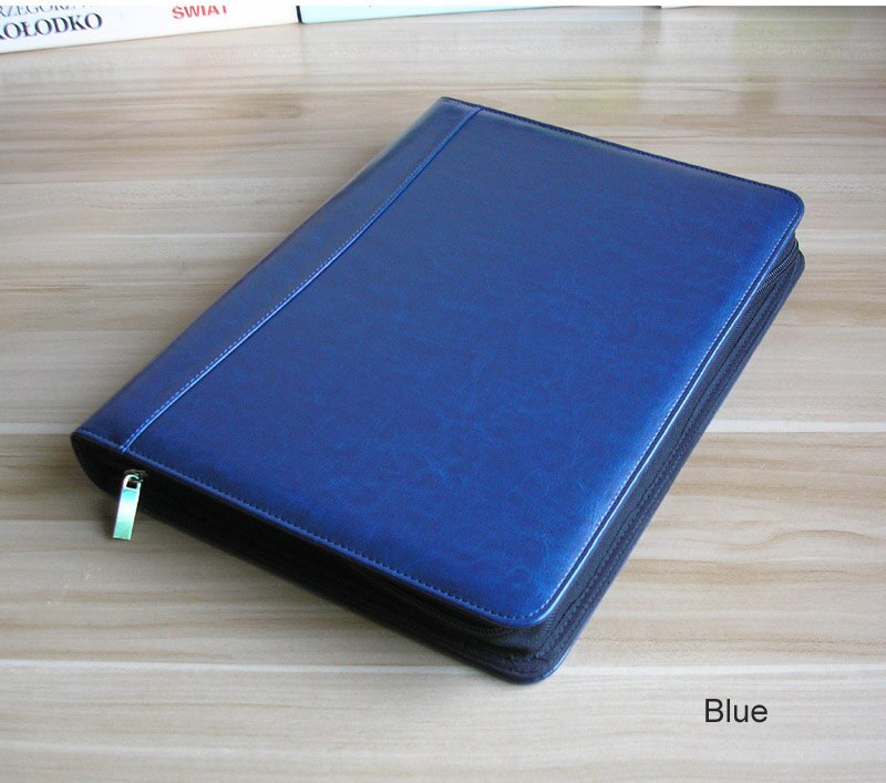 A4 erweitert dateiordner organizer reißverschluss dokumentenmappe für ipad Portfolio padfolio mit notizblock Notizbuch stiftschlaufe Halfter 1311: Blau