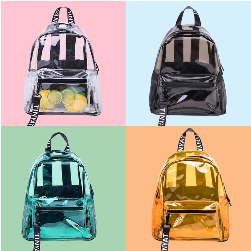 Transparent PVC Backpack School Travel Daypack for Teenager Girls