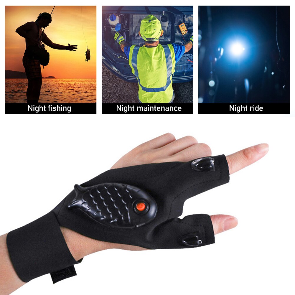 Rechargeable Flashlight Gloves Fingerless Gloves LED Lighting Repair Finger Lamp For Outdoor Night Fishing Camping Hiking Tool