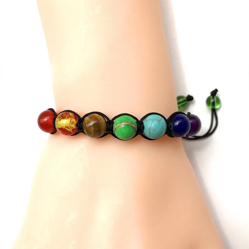Einstellbar Armbänder Bunte Natürliche Stein Perlen Armbinde Handgemachte Geflochtene Hand Seil Armreifen Für Frauen Männer Schmuck