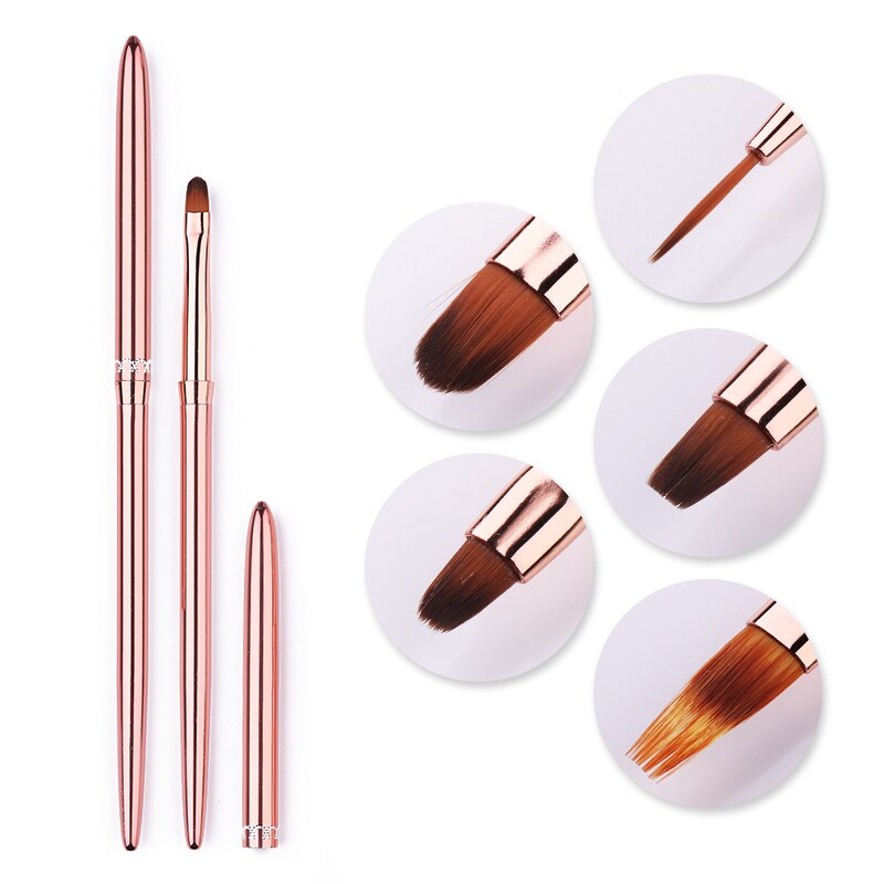 1 stk uv gel liner negle børste rosa guld farve maleri tegne pen pensel bærbart pen håndtag nail art værktøj gør det selv