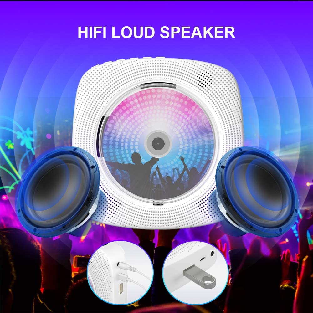 Home Stereo Wall Mounted CD Player With Bluetooth Remote Control Audio Support FM Radio HiFi Music Speaker Discman Lecteur CD