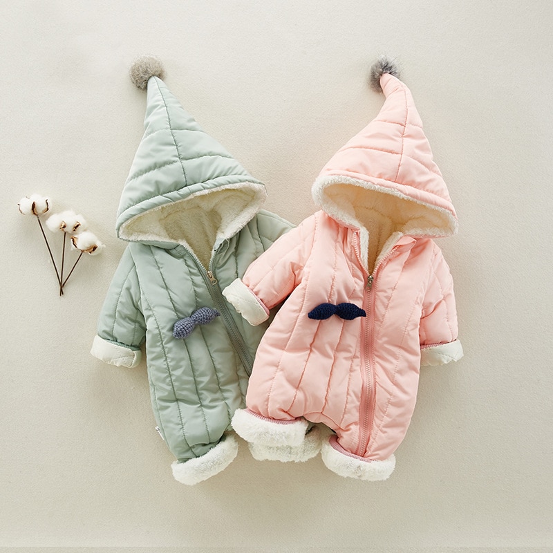Baby Winter Rompertjes Pasgeboren Bodysuit Jongens Jumpsuit Plus Fluwelen Kinderen Hooded Warme Bovenkleding Jas Voor Baby Meisjes Snowsuit Dwq683