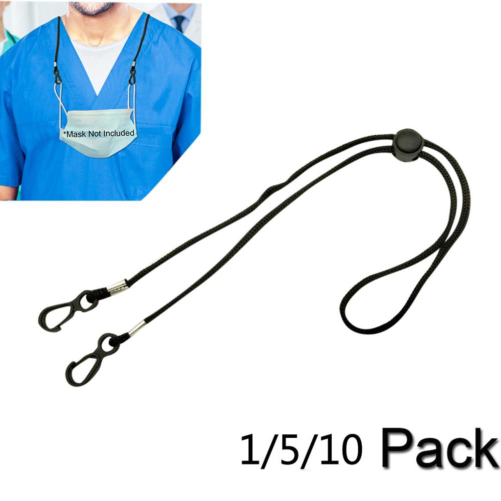 Cuerda ajustable para colgar mascarillas, cordón práctico y conveniente para descanso de máscaras de seguridad, soporte para las orejas, con gancho para el cuello, 10 Uds.