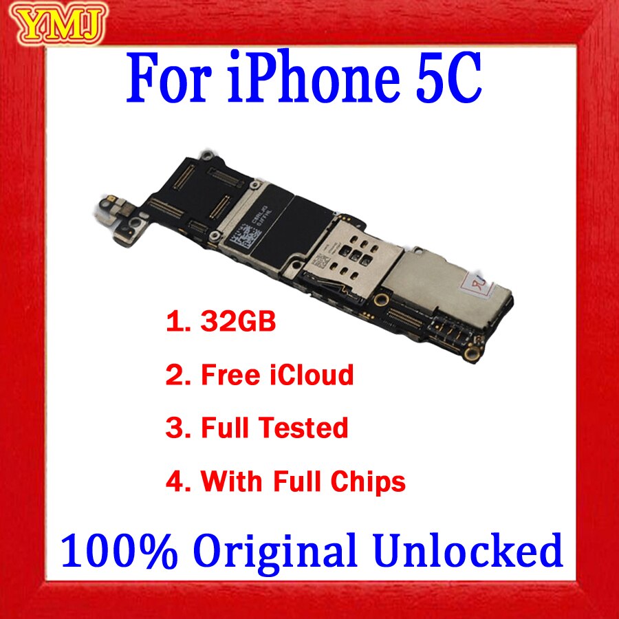 Voor Iphone4 4S 5 5C 5S Moederbord, 100% Originele Ontgrendeld Voor Iphone 4 5 Moederbord Met Volledige Chips & Ios Systeem, 8Gb/16Gb/32Gb/64: For 5C 32GB