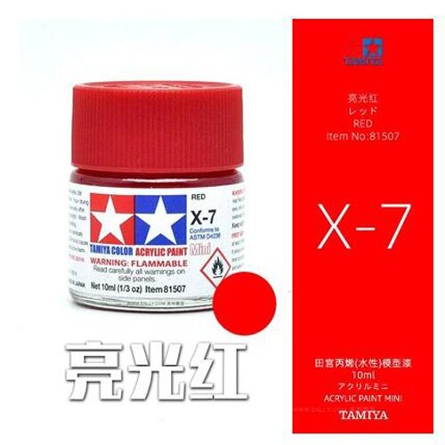 Tamiya 10ml Color Acrylic Paint(Mini's) 81501-81517 Bottles X-1 To X-17 Colors/Gloss: X7-81507