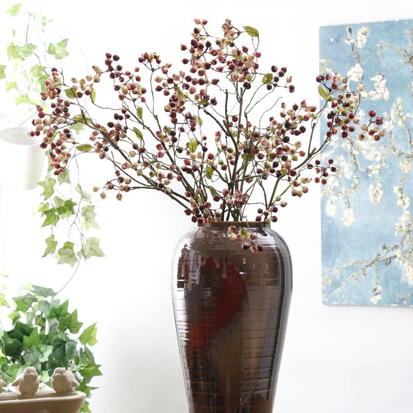 Lang stilk kunstig busk gren gren granatæble frugt blomster hjemmekontor dekoration