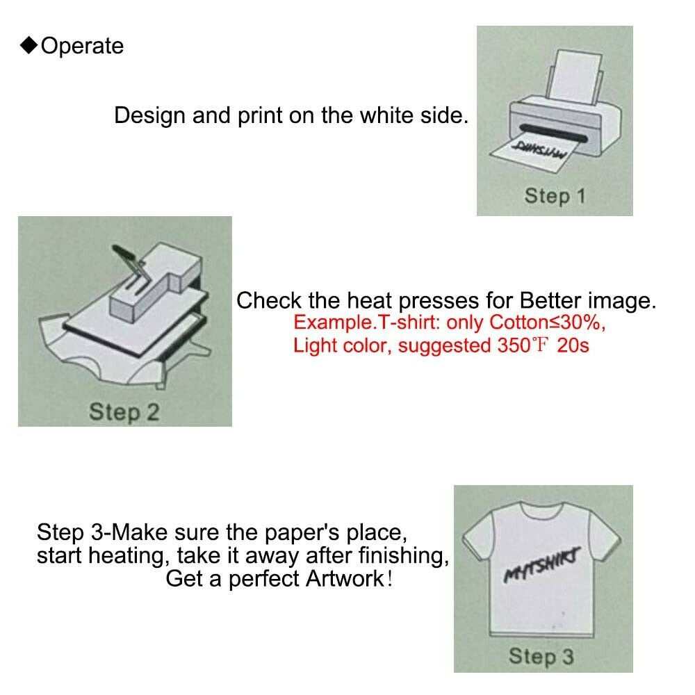 5 stk sublimeringsoverførselspapir  a4 papir varmeoverførsel trykpapir klistermærker med varmepresse til t-shirt