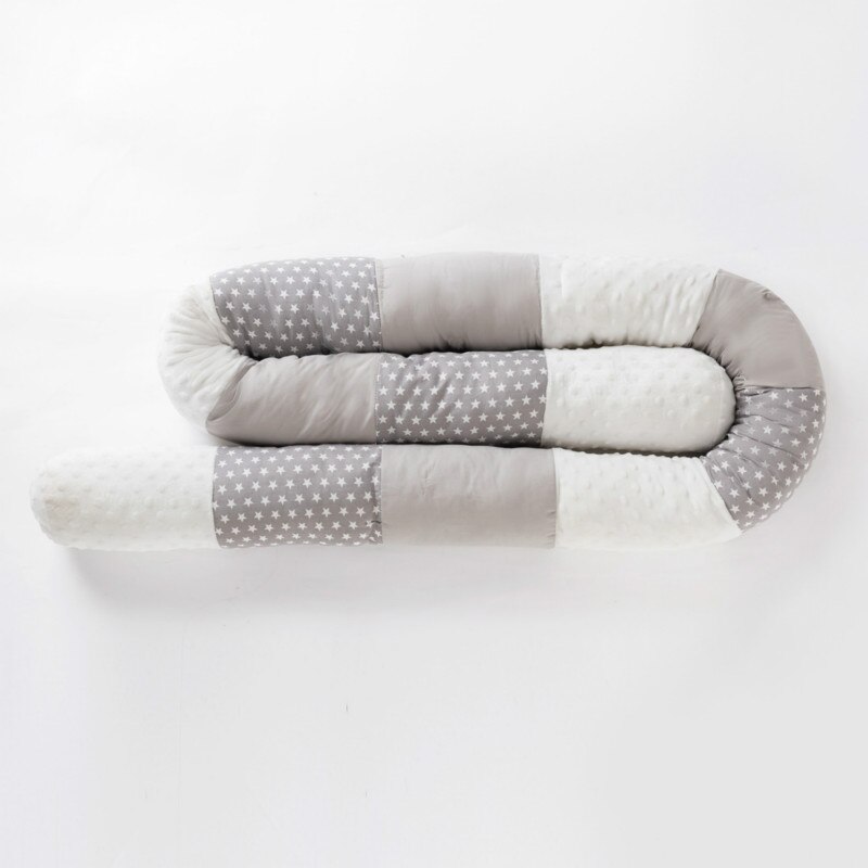 250CM Long Pillow Newborn Cradle Bumpers Cotton Circular Splicing Children Bed Fence Infant Crib Kids Room Bedding Decoration: Gray