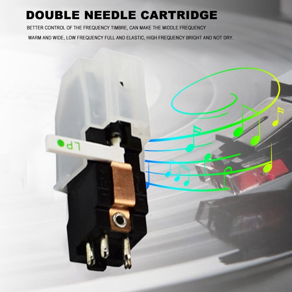 Dual Stylus Turntable Cartridge with Ruby+Sapphire Needles for LP 78 RPM Record Player Replacement Parts for LP records