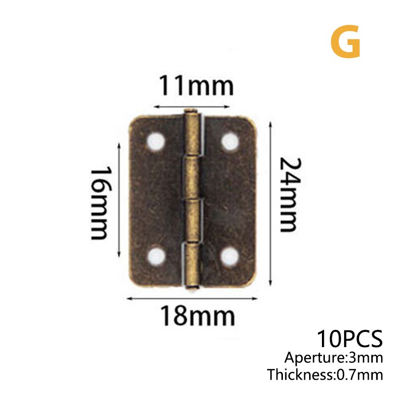 10Pcs Mini Metal Hinges Retro Door Hinges Hinge Flat Hinge 180 Degrees Furniture Hinges DIY Crafts Tool: G
