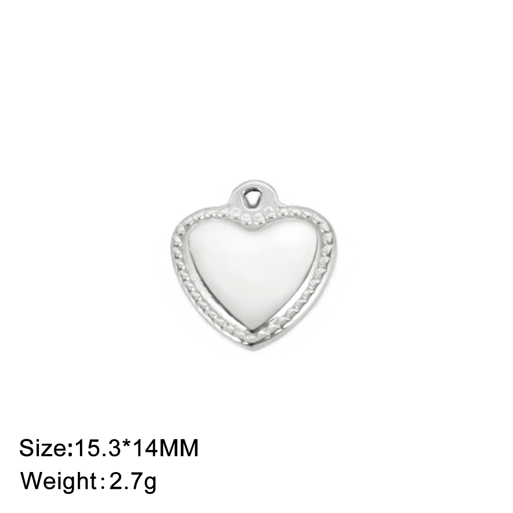 EUEAVAN-5 unids/lote de abalorios de acero inoxidable, collar con colgante de amor y corazón, suministros de fabricación de joyería DIY para mujer, hechos a mano al por mayor: Oro / Rodio plateado