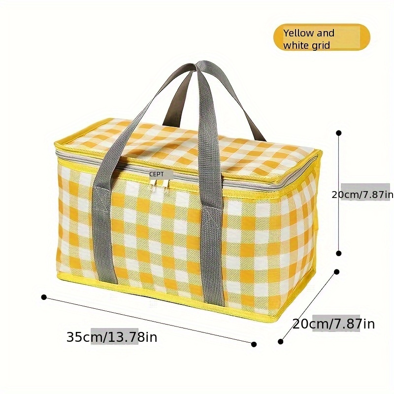 Large Capacity Insulated Picnic Basket-Foldable Outdoor Refrigerated Bag with Thick Aluminum Foil Lining and Multi Layer: Yellow
