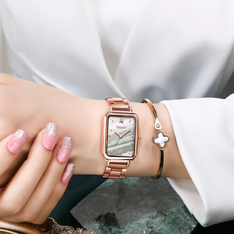 Reloj de pulsera cuadrado verde clásico para mujer, reloj de pulsera pequeño Retro, reloj de cuarzo informal para mujer