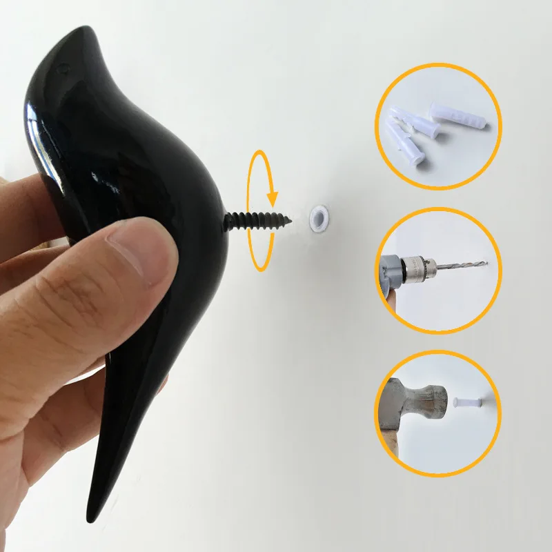 Accesorios creativos para el hogar, gancho decorativo de pared para pájaros, decoración de pared de resina, colgador de puerta de dormitorio, ganchos individuales estéreo, 1 Uds.