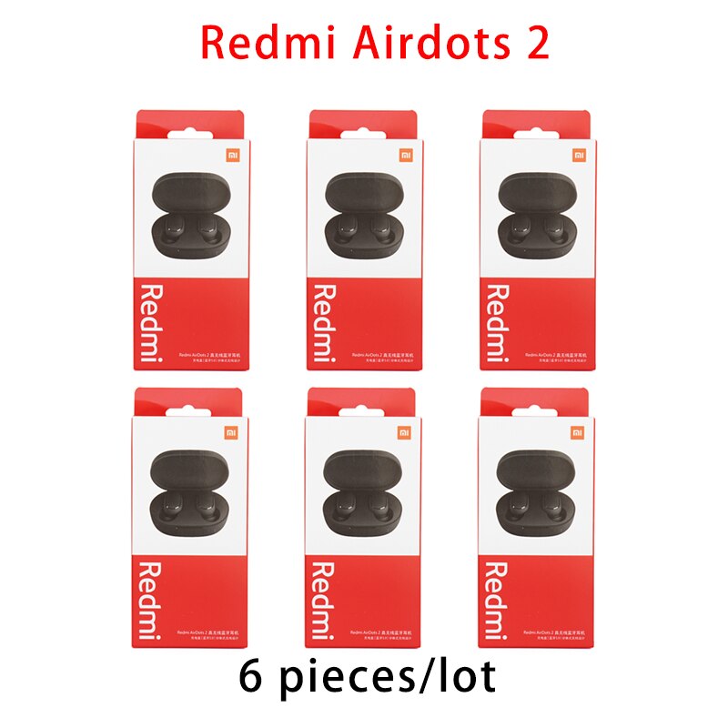 10 kpl/erä alkuperäiset xiaomi redmi airdots 2 tws älykuulokkeet aidot langattomat bluetooth kuulokkeet 5.0 mi aidot langattomat nappikuulokkeet: 6 kpl