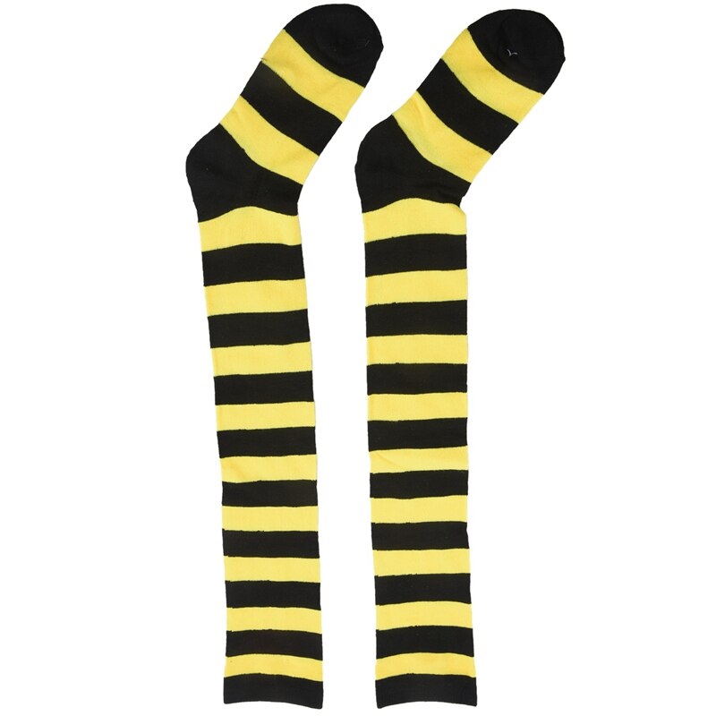 Chaussettes larges à rayures pour genoux (jaune + noir)