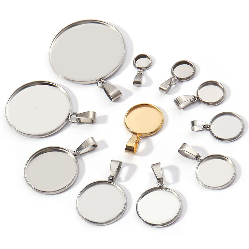 100 pz impostazioni in acciaio inox Cabochon lunetta vassoi
