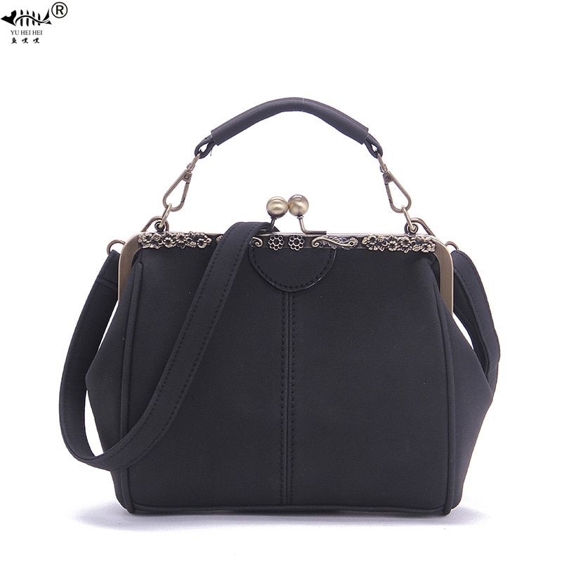 Jahrgang frauen Handtaschen Kuss Schloss Gerahmte Kupplung Tasche Taschen Schulter Umhängetaschen Frauen gefrostet PU Leder Dame Tasche