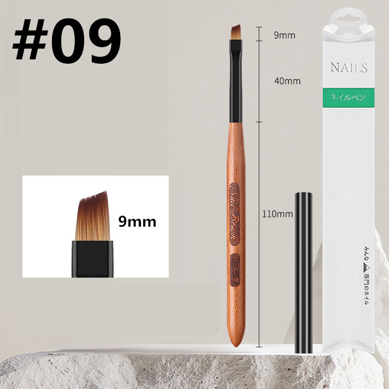 Sandelträhandtag gradient blommande borstar effekt nagel uv-gel liner borste ritpenna ränder blommor nagelkonst målningsverktyg: Mång