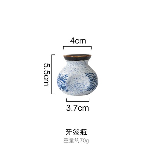 Japanese Style Ceramic Seasoning Pot Set Chili Pot Wasabi Pot Soy Sauce Bottle Pot Toothpick Holder Restaurant Household Set: D