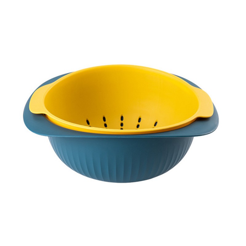 Nuttig Dubbele Afvoer Mand Kom Wassen Keuken Zeef Noedels Groenten Fruit Cadeau Fruit Keuken Gereedschap #86