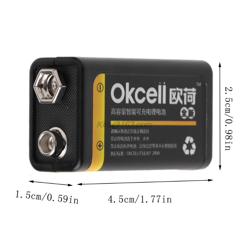 9V 800mAh Micro USB Rechargeable Lipo Battery for Multimeter Microphone Remote