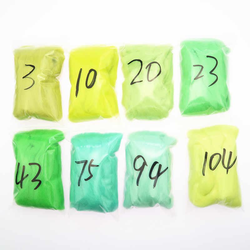 8 Colors Green Yellow Series Felting Wool Fibre Flower Animal Wool Roving Needle Handmade Spinning DIY Craft Materials