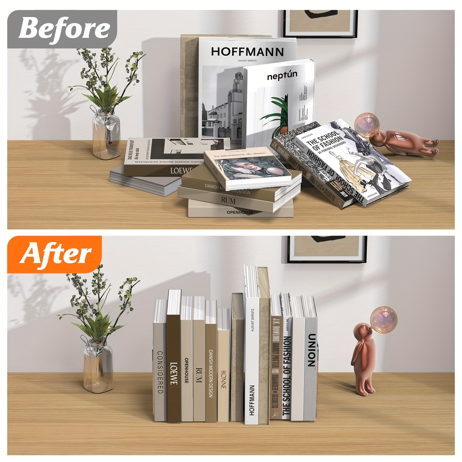 Fermalibri in acrilico da 2 pezzi: organizer da scrivania trasparente a forma di L, libreria per ufficio e casa, espositore per libri