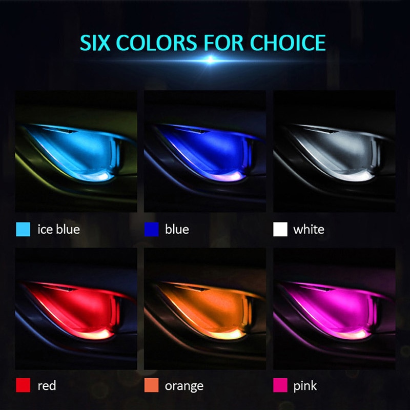 4PCS Ambient Light Car Interior Inner Door Bowl Handle Armrest Light Atmosphere Light For Mercedes Benz W204 W205 W211 W212 W221