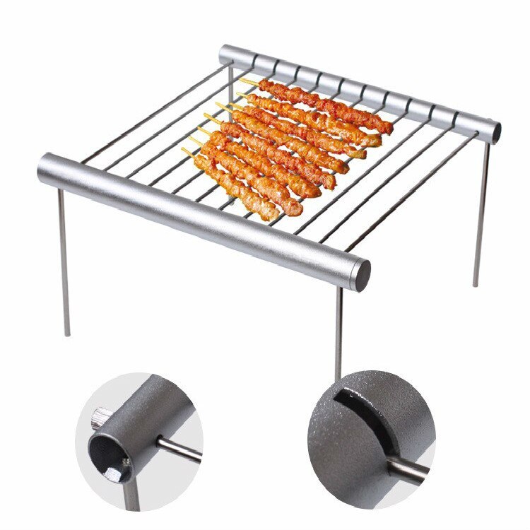 Bærbart rustfrit stål bbq grill folde bbq mini lomme bbq grill grill tilbehør til udendørs hjemmepark brug