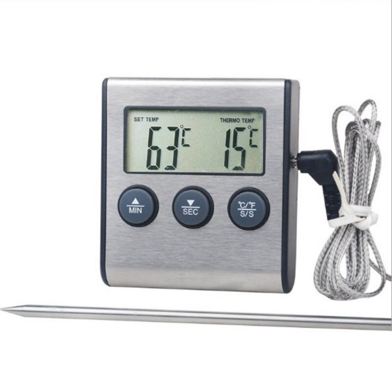 1pc Keuken voedsel Met Voedsel levert rvs Materialen thermometer Timer Keuken Vlees BBQ Koken keuken