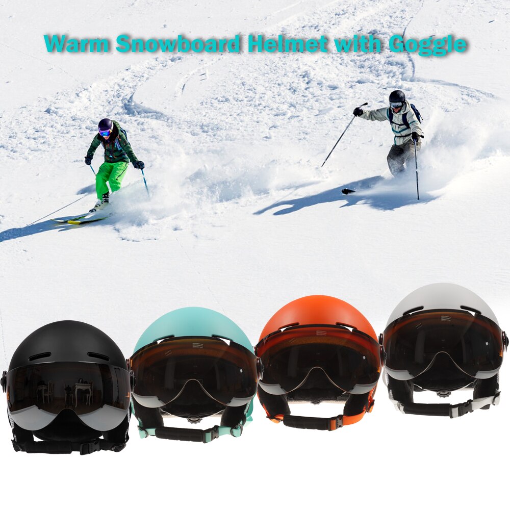 Snowboard hjelm med ørekappe beskyttelsesbriller mænd kvinder sikkerhedsskihjelm ski sne sportshjelm