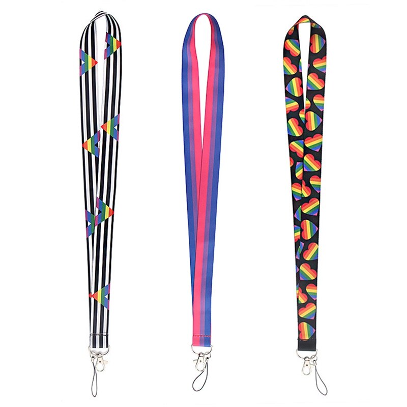 Lgbt rainbow lanyards nyckelring lesbisk gay pride cool nackrem usb namnbricka hållare mobiltelefon hänga rep webbing