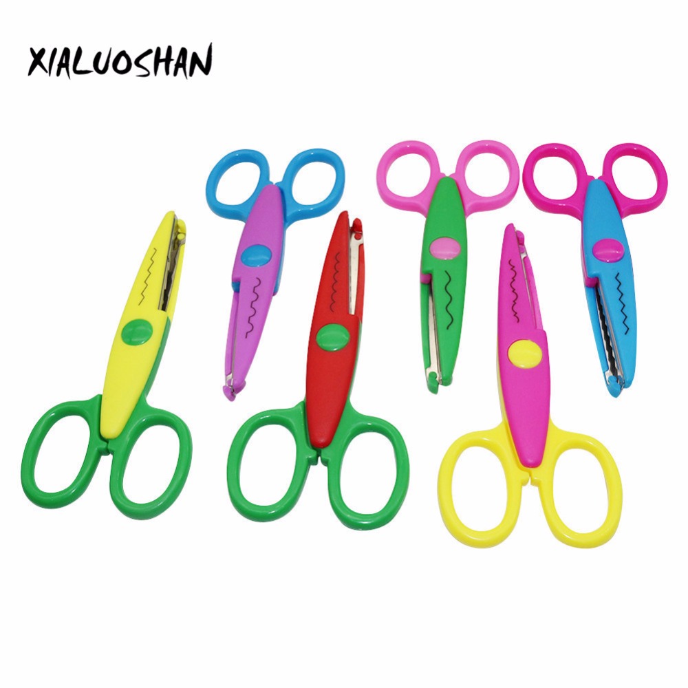 Tijeras de encaje para manualidades, herramientas de papel para álbum de recortes, decoración de diario, tijeras de seguridad, 6 selección de estilos, 1 Uds.