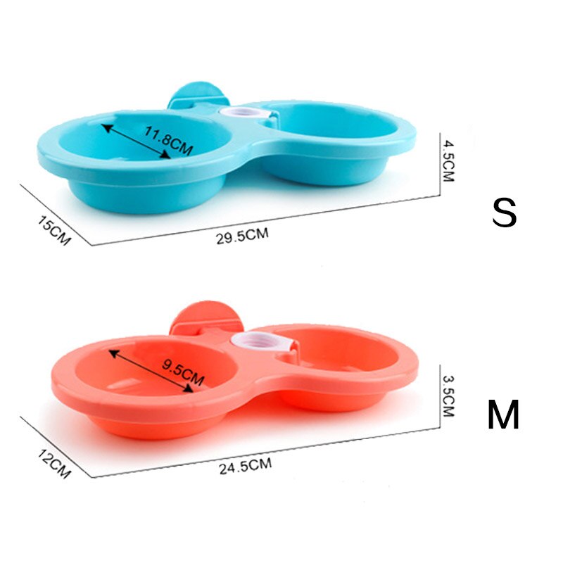 Pet Automatic Dual Purpose Waterer Dispenser Easy Clean Fixed Hanging Double Bowl Cats Dogs General Drinking Feeder