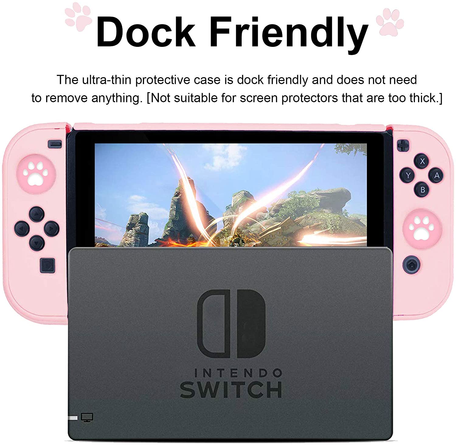 Para nintendo switch dockable caso capa protetora controladores joycon com protetor de tela de vidro, anti-risco de choque-ab