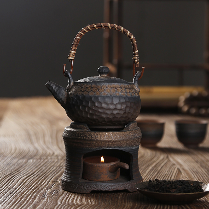 Japońnarty czarny Zen gruba ceramika czajniczek cieplej podstawa klasyczny ceramiczny świecznik kawy podgrzewacz robić mleka akcesoria robić ceremonii parzenia herbaty