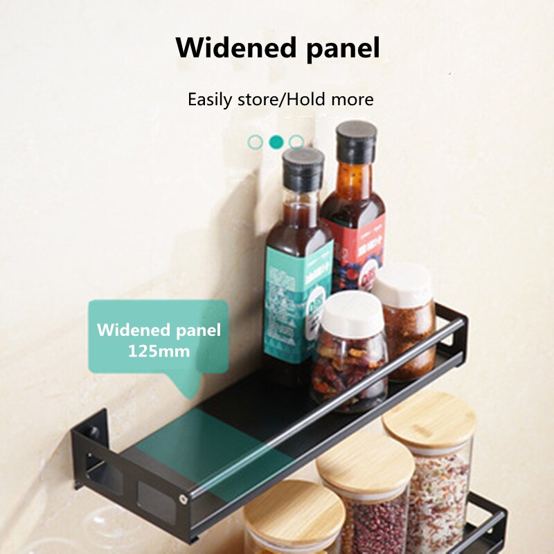 Kitchen Spice Rack Stainless Steel Spice Rack Wall-mounted Non-perforating Spice Oil Salt Sauce Vinegar Storage Rack