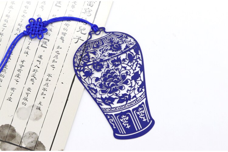 Metalen blauw en wit porselein chinese klassieke stijl paperclips grappige kawaii bladwijzer briefpapier markeerclip kinderen