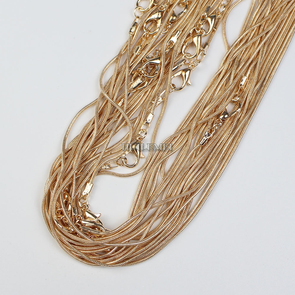 10 unids/lote KC oro Color 1,2mm cadena víbora Collar para mujeres 16 "18" 20 "24" joyería collar cadenas