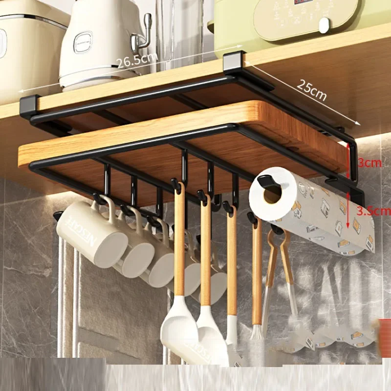 Keuken Ophangen Organizer Rek Met Haken Onder Kast Papieren Handdoek Lappen Hanger Snijplank Pot Cover Houder Opbergplank